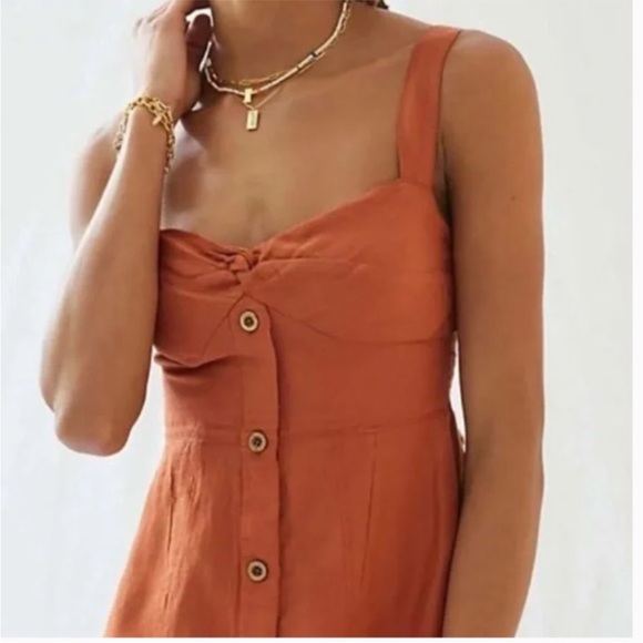 Anthropologie Maeve Twist Front Linen Blend Mini Dress Sz M - Picture 3 of 13